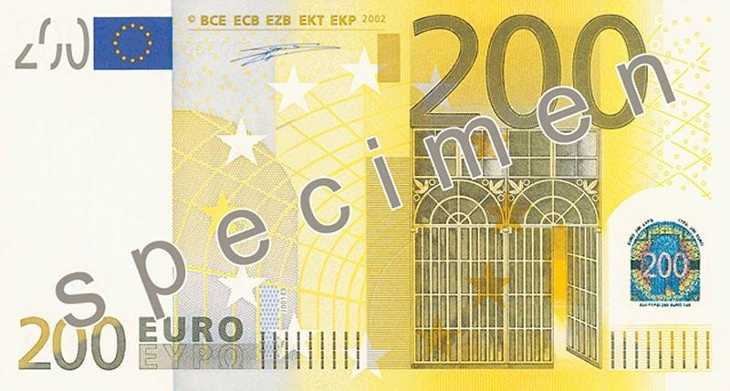 Vorderseite einer 200-Euro-Banknote