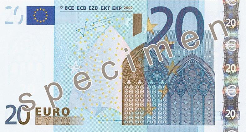 Vorderseite einer 20-Euro-Banknote