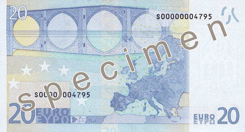 Rückseite einer 20-Euro-Banknote