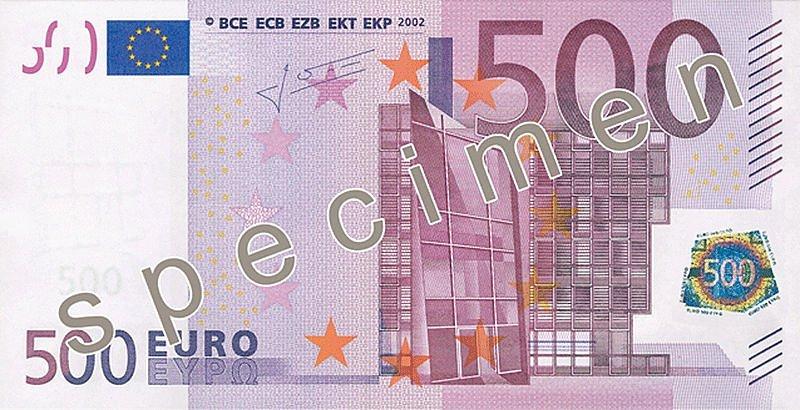 Vorderseite einer 500-Euro-Banknote