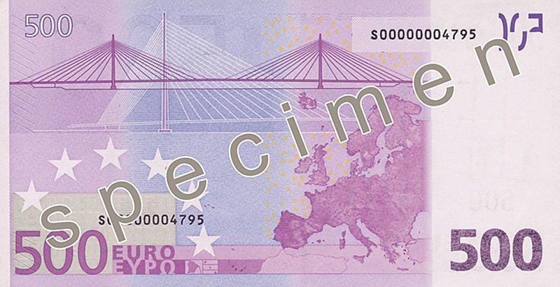 Rückseite einer 500-Euro-Banknote