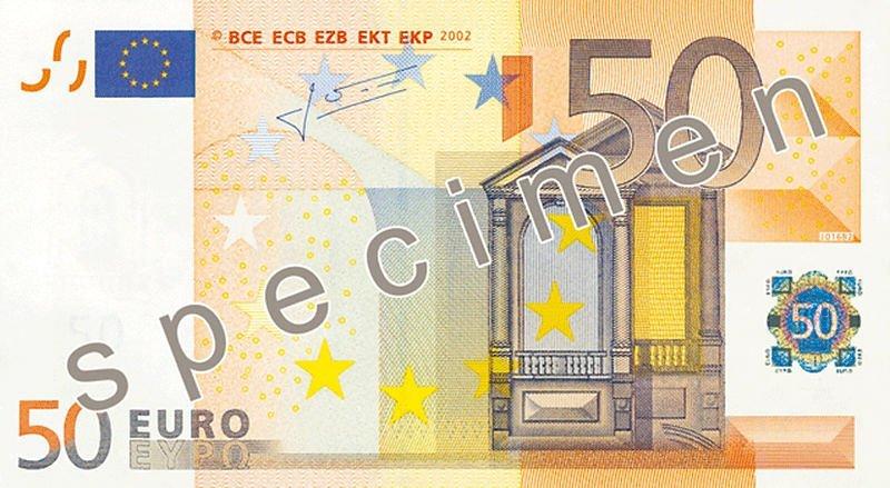 Vorderseite einer 50-Euro-Banknote