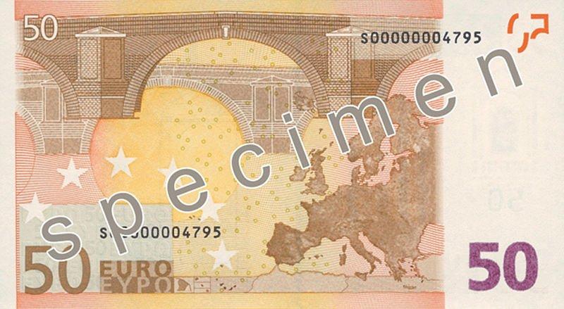 Rückseite einer 50-Euro-Banknote