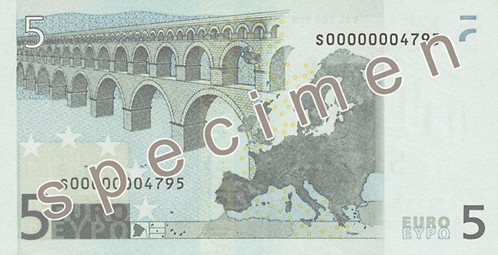 Rückseite einer 5-Euro-Banknote