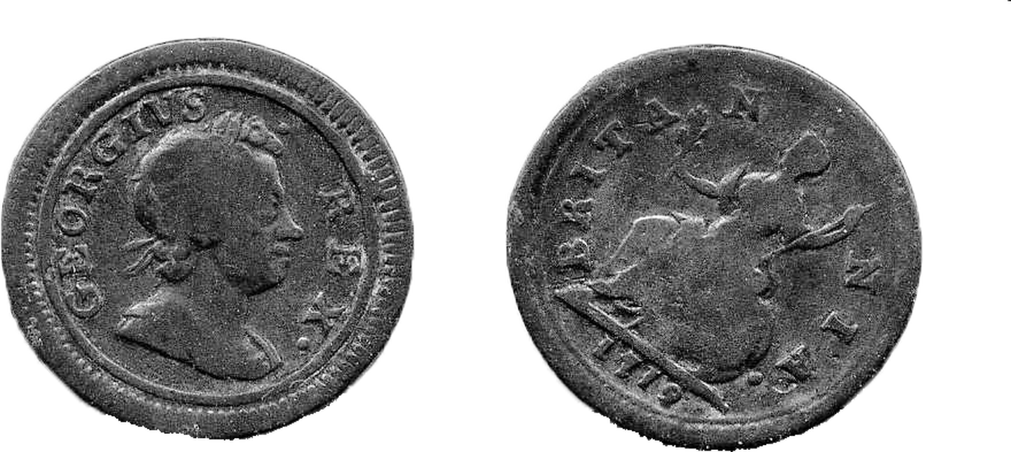 Farthing Münze George I aus dem Jahr 1719