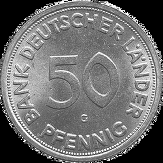 Seltene Fehlprägung der 50-Pfennig-Münze