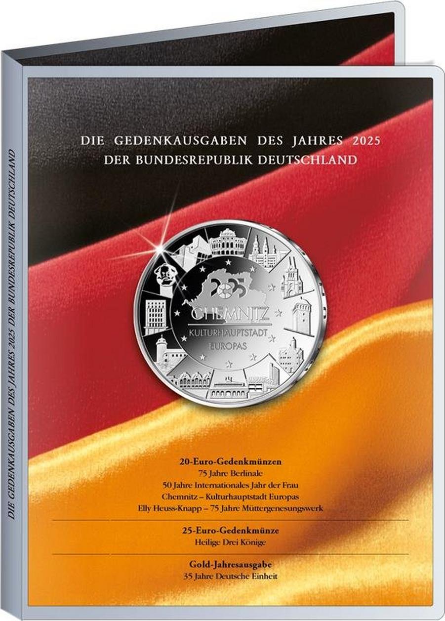 Sammelmappe der offiziellen deutschen 20-Euro-Gedenkmünzen 2025