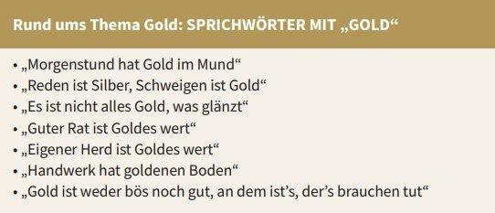 Sprichwörter mit Gold