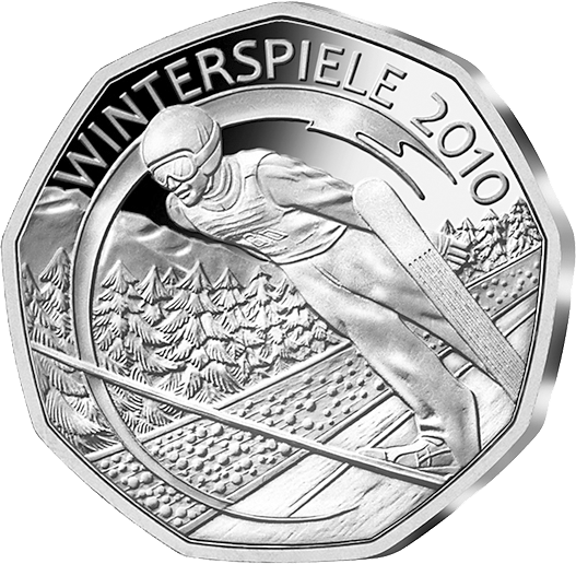 5-Euro-Silbermünze 2010 ''Skisprung - Winterspiele 2010''