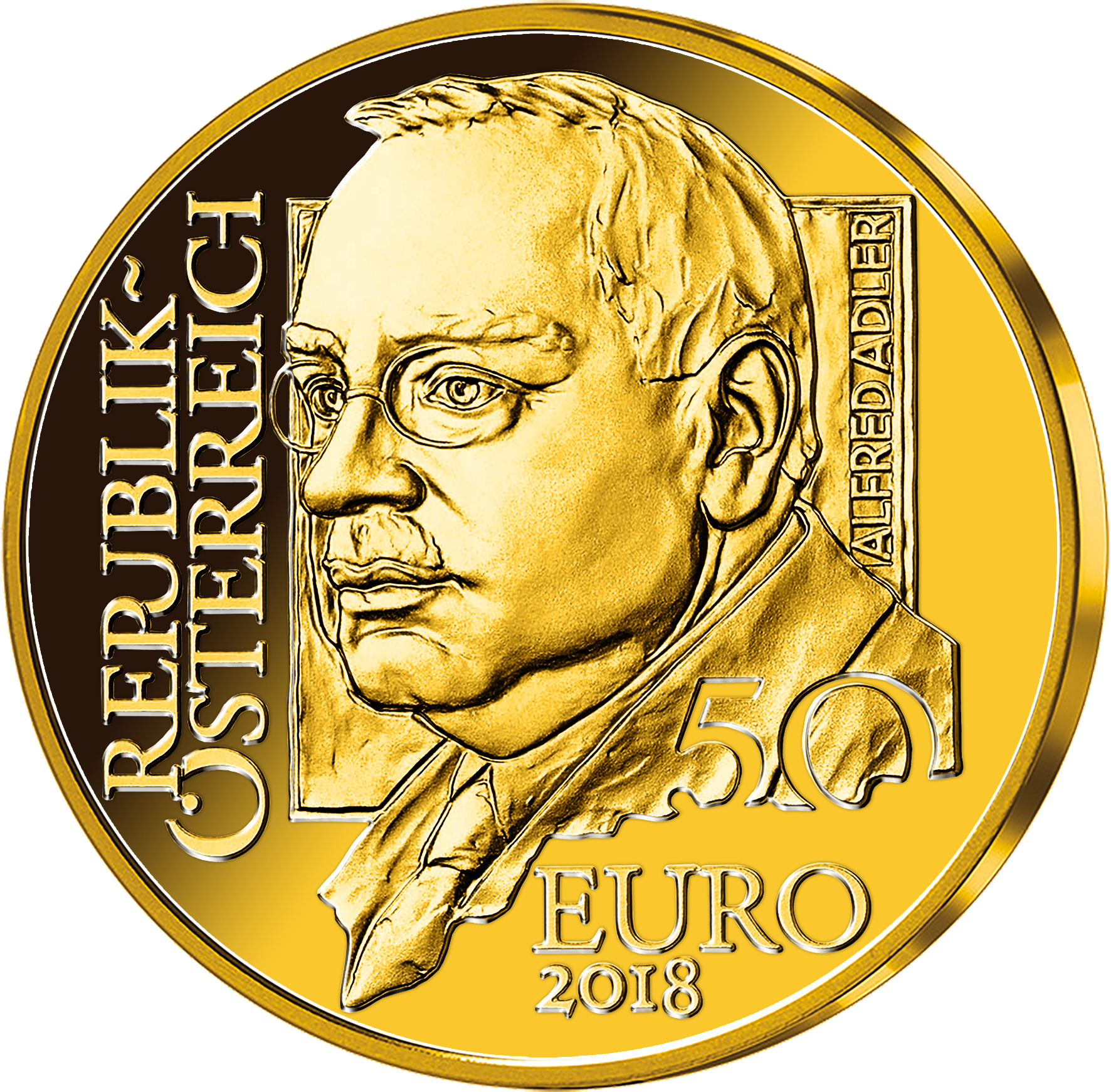 50-Euro-Gold-Gedenkmünze 2018 ''Alfred Adler''