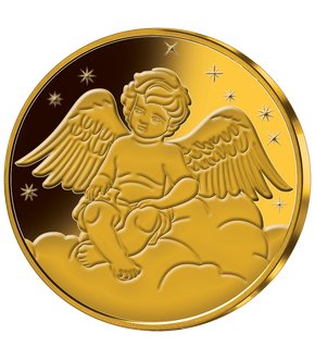 Vergoldete Schutzengel-Münze mit Geschenk-Verpackung