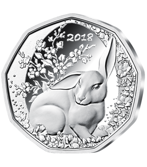 5-Euro-Silbermünze "Osterhase" aus Österreich 2018