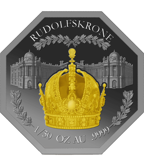 Goldmünze "Rudolfskrone" mit spektakulärer Schwarz-Rhodium-Veredelung