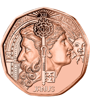Österreichs 5-Euro-Neujahrsmünze aus Kupfer ''Janus'' 2021