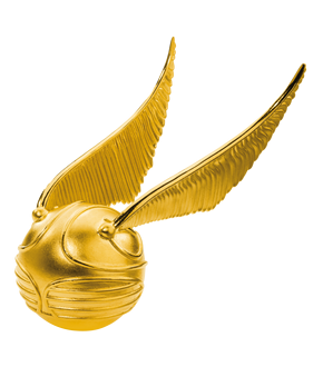 Vergoldete 3D-Kugelmünze "Goldener Schnatz" aus reinem Silber