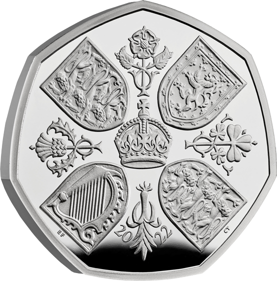 Die erste 50-Pence-Münze mit King Charles III. aus edlem Silber