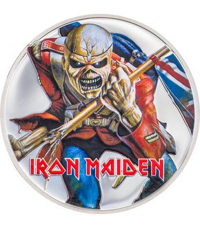Silbermünze "Iron Maiden - Eddie the Trooper" mit brillanten Farben