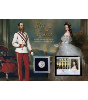 2er Set: Original-Silbermünze Kaiser Franz Joseph I. und Briefmarke "Kaiserin Elisabeth"