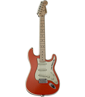 Silbermünze "Fender® Stratocaster®" in Originalform der Gitarre