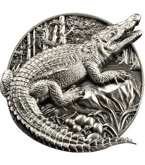 3D-Shape-Münze "Krokodil" aus 5 Unzen reinem Silber