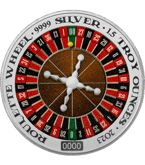 Exklusive 1,5 Unzen Silbermünze Roulette-Rad mit beweglicher Kugel