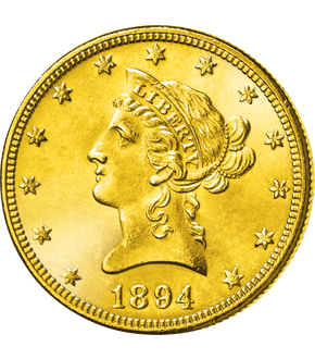 Die letzte 10-Dollar-Goldmünze mit "Coronet Liberty Head" Motiv