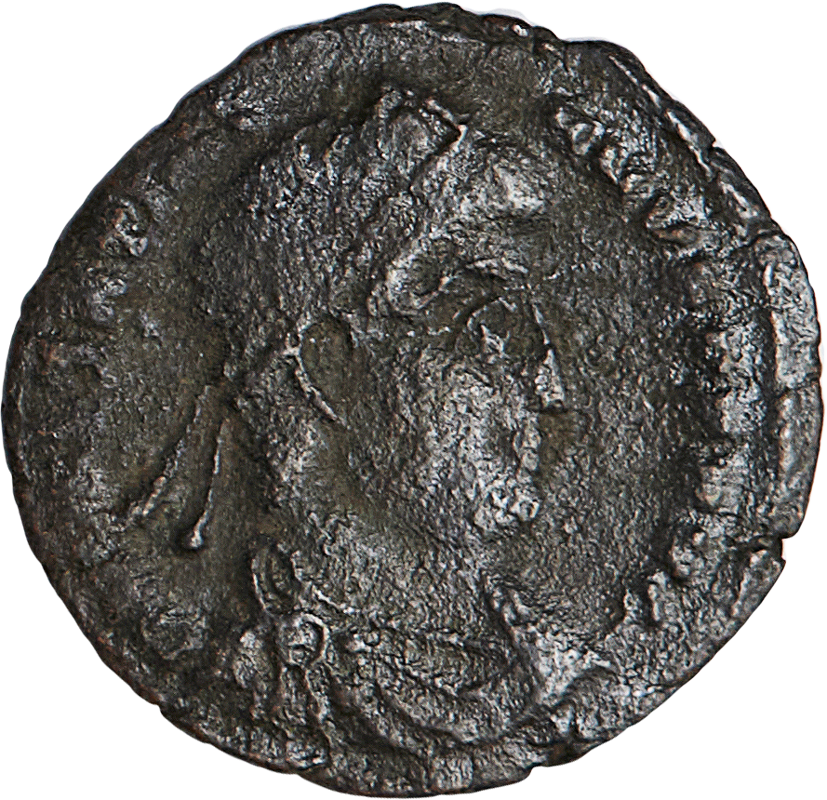 1-Follis-Bronzemünze mit Siegesgöttin Victoria aus dem Römischen Reich