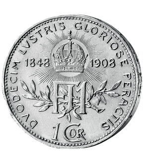 6er-Set der letzten 1-Kronen-Silbermünzen der Habsburger Dynastie