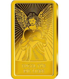 Der "Schutzengel für die Liebe" - Geschenkbarren aus reinstem Gold