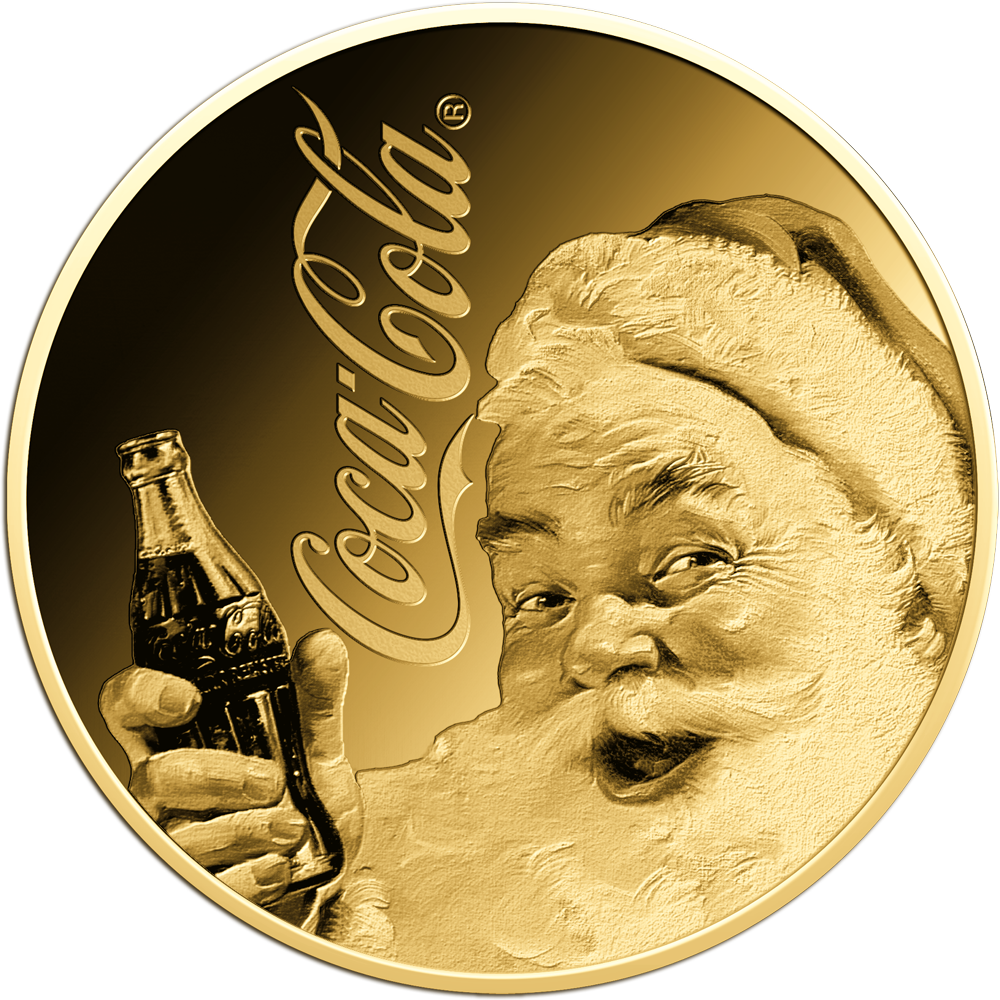 Kleingold-Münze "Coca-Cola Santa" im Blister