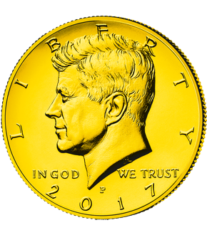 Der legendäre ''Kennedy-Half-Dollar'' mit kostbarem Gold veredelt