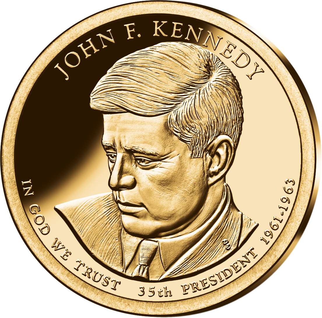 John F. Kennedy aufwendig in Gold gehüllt