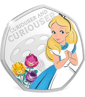 Disney Gedenkprägung ''Alice im Wunderland'' veredelt mit Silber und brillanten Farben