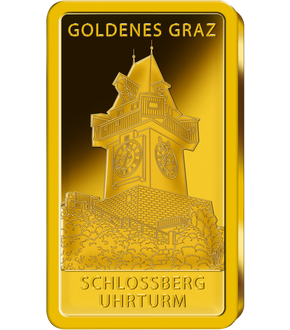 Edler Barren "Schlossberg Uhrturm" aus reinstem Gold