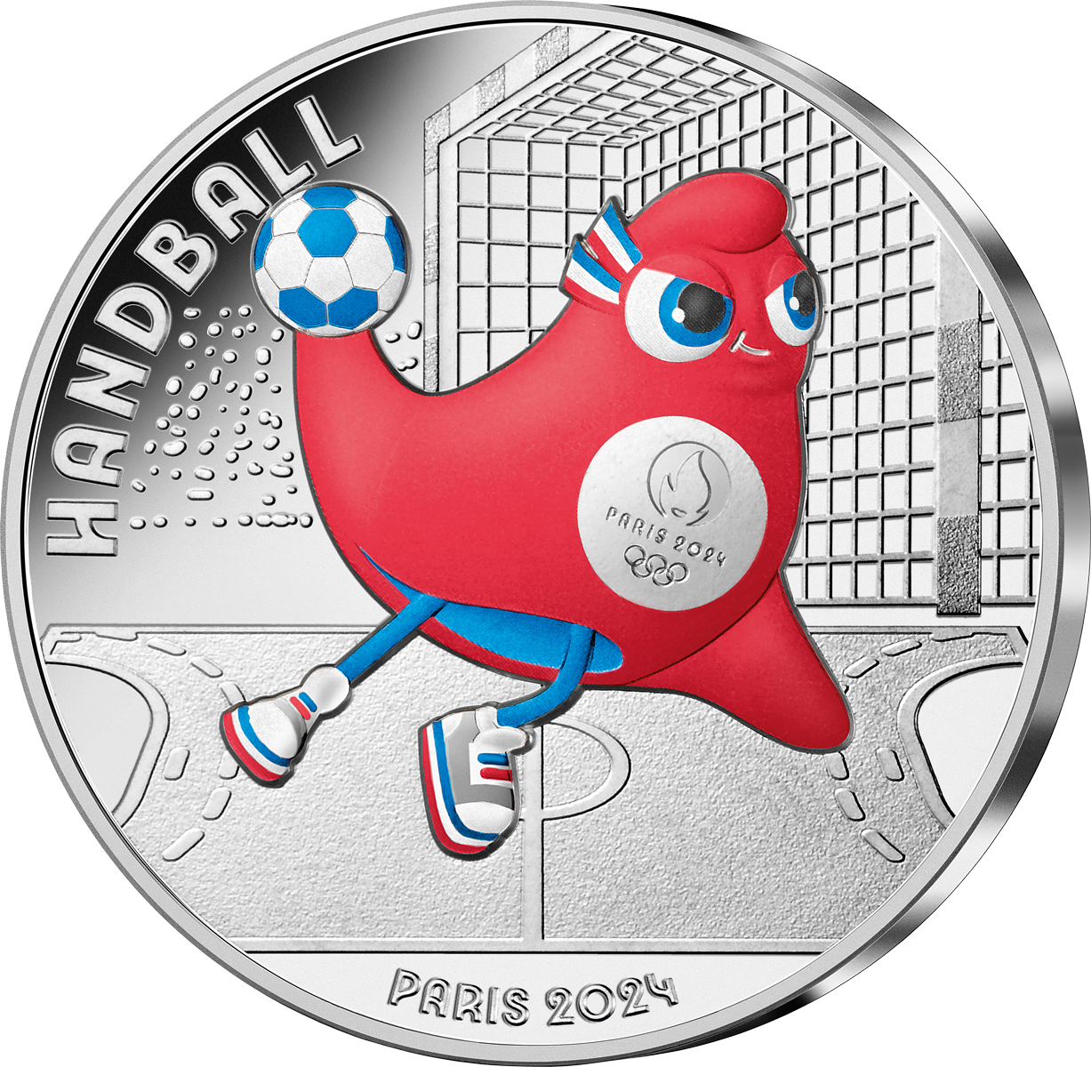 10-Euro-Silbermünze "Handball" mit Farbveredelung