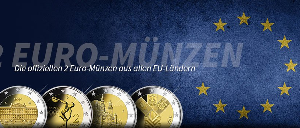Die offiziellen 2 Euro Münzen der EU-Länder