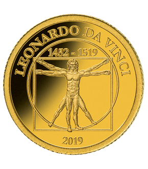 Monnaie en or Leonard de Vinci «L'homme de vitruve» Nauru 2019