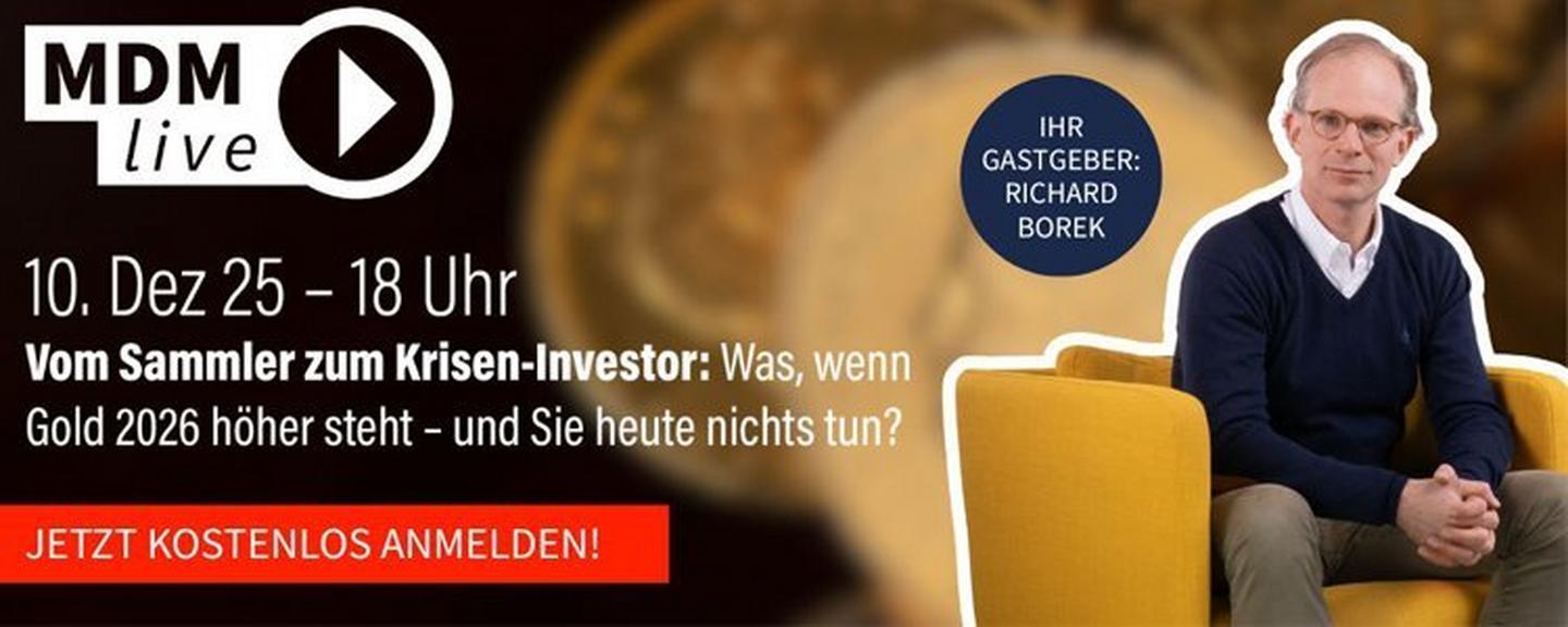 MDM Live: Gold & Silber – Marktanalyse und Chancen 2026 – Gewinnchance auf Goldbarren – jetzt anmelden!