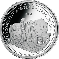 Silber-Münze mit der Lokomotive von Marc Seguin