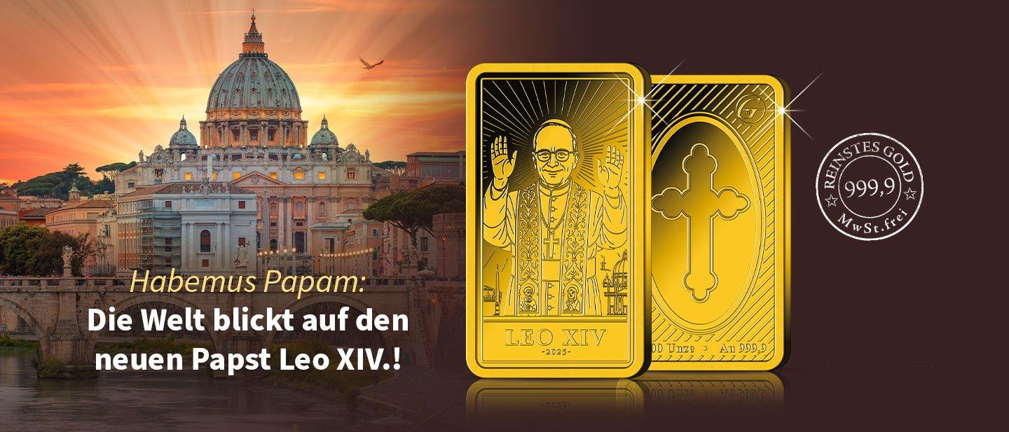 Goldbarren Papst Leo