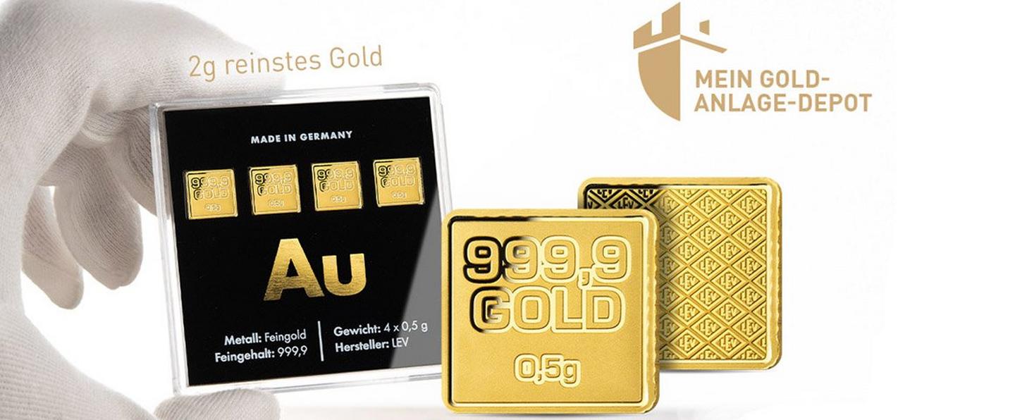Das Gold-Anlage-Depot: 4 x 0,5 Gramm Feingoldbarren (999,9/1000)