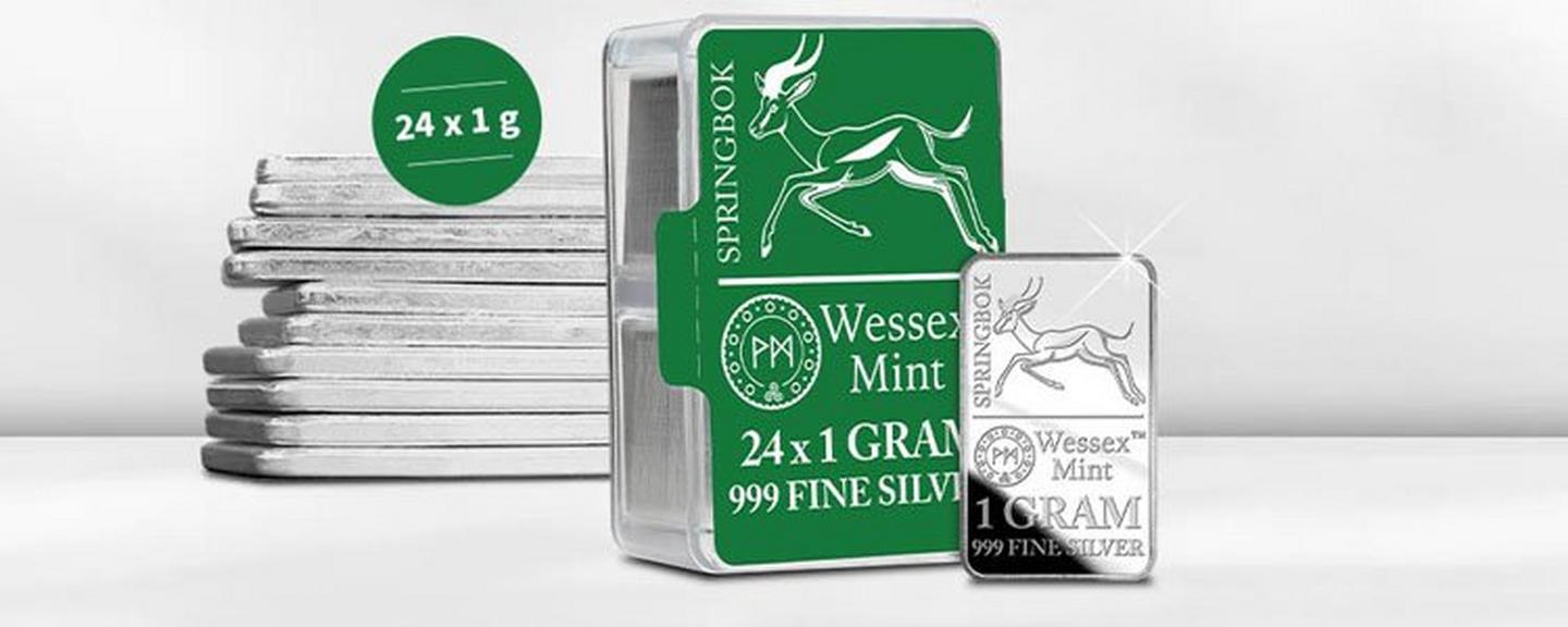 Silberbarren-Set Wessex Mint 24 × 1 g Feinsilber