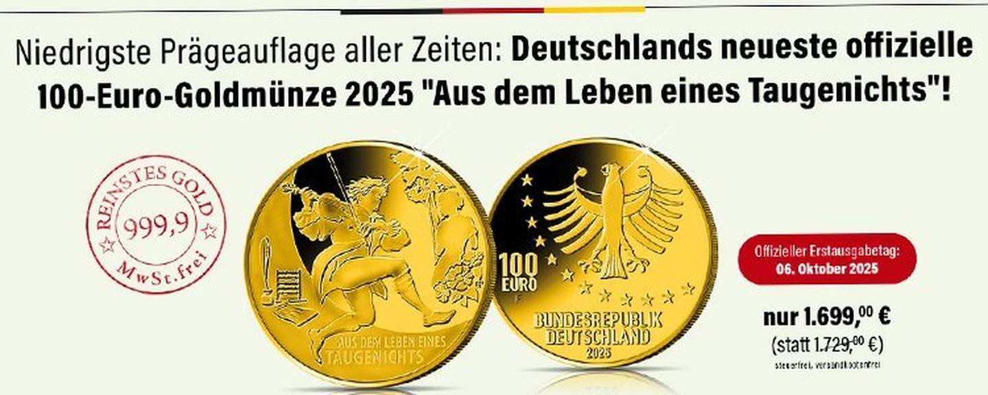 Die deutsche 100-Euro-Goldmünze 2025 