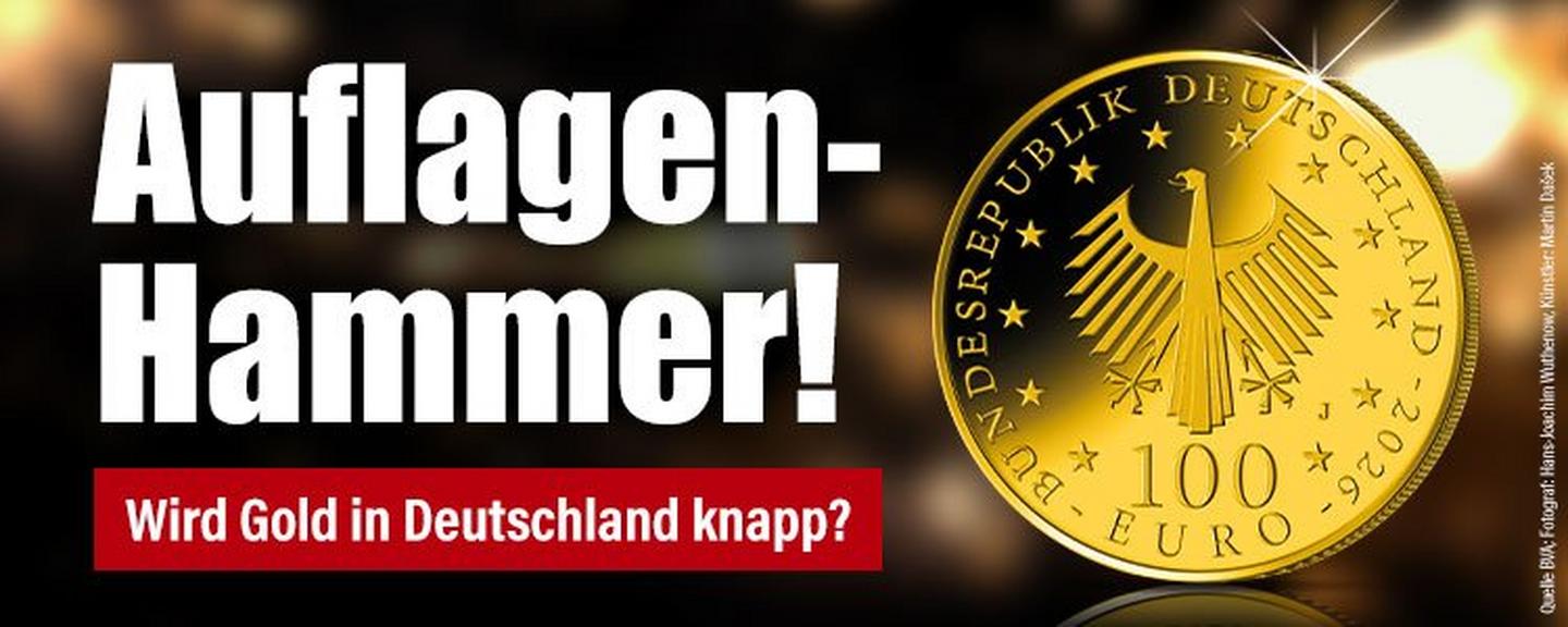 Auflagensenkung bei deutschen 100-Euro-Goldmünzen – Informationen zur Verfügbarkeit und Sammlerchancen.