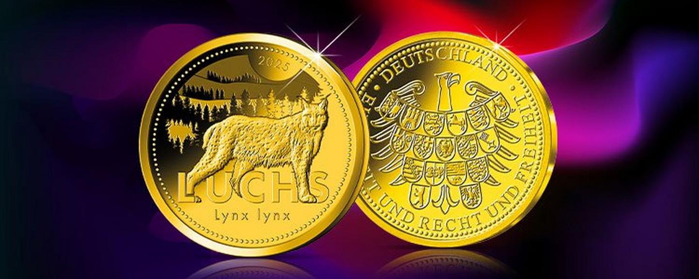 Deal der Woche: Exklusive Goldprägung „Luchs“ (585/1000), Spiegelglanz, limitiert auf 10.000