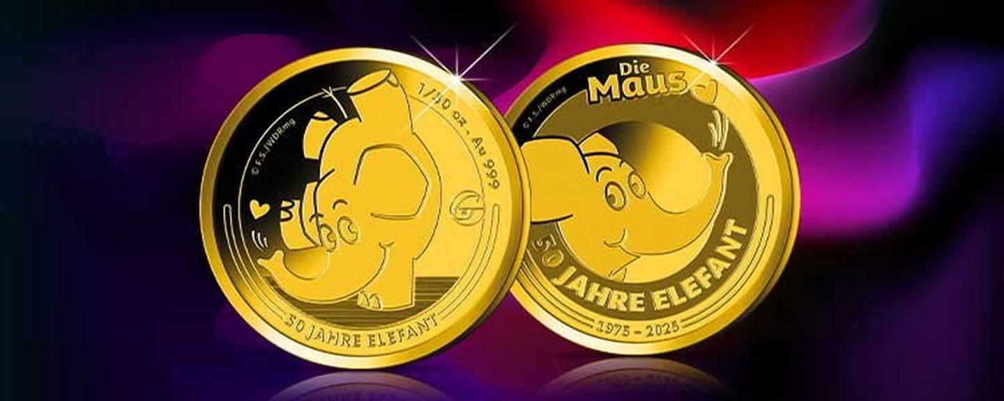 Deal der Woche vom 12.–18.01.2026 mit goldfarbener Elefanten-Gedenkmünze, echtes Sammlerstück zum Vorteilspreis