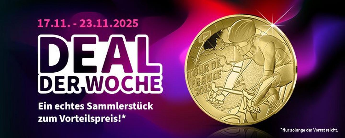 Deal der Woche vom 17.–23.11.2025 mit goldfarbener „Tour de France 2025“-Sammlermünze zum Vorteilspreis