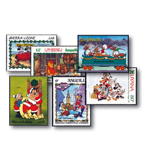 75 verschiedene Disney-Zeichentrick-Motive auf Briefmarken
