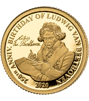 Monnaie de 5 Dollars en or pur «250ème anniversaire Beethoven» 2020