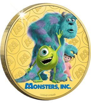 Frappe officielle colorisée & dorée à l'or pur «Disney - Pixar: Monstres & Cie»
